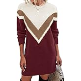 Jayscreate Women's Winter Sweater Dress Casual Long Sleeve Crew Neck Loose Shift Slim Fit Soft Warm Knit Elegant Dress