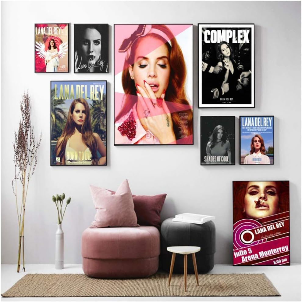 Vektenxi Home Decoration Wall Artwork Canvas Paintings Lana Del Rey Pop Singer Picture Hd Prints Modern Poster for Bedroom Modular -30x40x4Pcscm 40x50x2Pcscm 50x70cm No Frame
