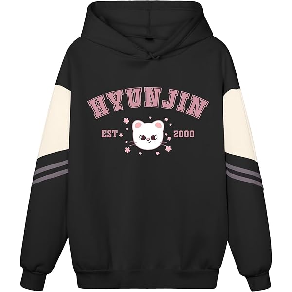 BaeKnyin Zip Up Felpe con Cappuccio Unisex Casual Sweatshirts Stra-K1ds AlbumD0IT in Cotone BangChan Lee Know Changbin Hyunjin Han Felix Seungmin I.N S,Black1-1