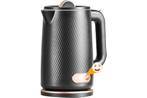 OLEGA Electric Kettle - 1500W Electric Tea Kettle 1.8L Stainless Steel Inner Electric Kettles for Boiling Water Auto Shut Off Boil-Dry Protection Electric Water Kettle for Coffee Tea Black