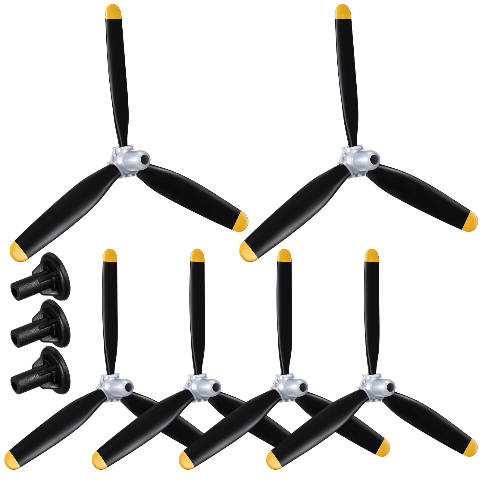 Photo 1 of Outus 6 Sets Plane Propeller 3 Blade Compatible with F4u Rc 761-8 761-9 761-16 T28 P47 Fighter Remote Control Plane Radio Controlled Aircraft with Propeller Adapters(500mm)