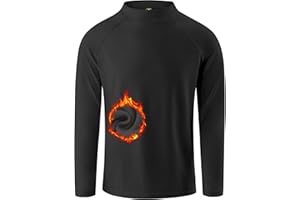OYJ Youth Boys Compression Thermal Shirt Long Sleeve Fleece Lined Athletic Baseball Football Undershirts Sports Base Layer