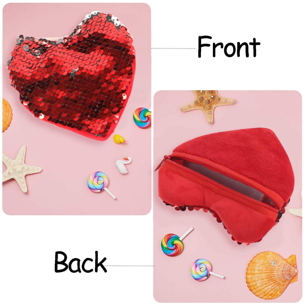 LovesTown LovesTown Heart Sequin Coin Purses,6 pcs Different Colors Coin Wallets Magic Sequins Mini Wallets for Girls Party Favors