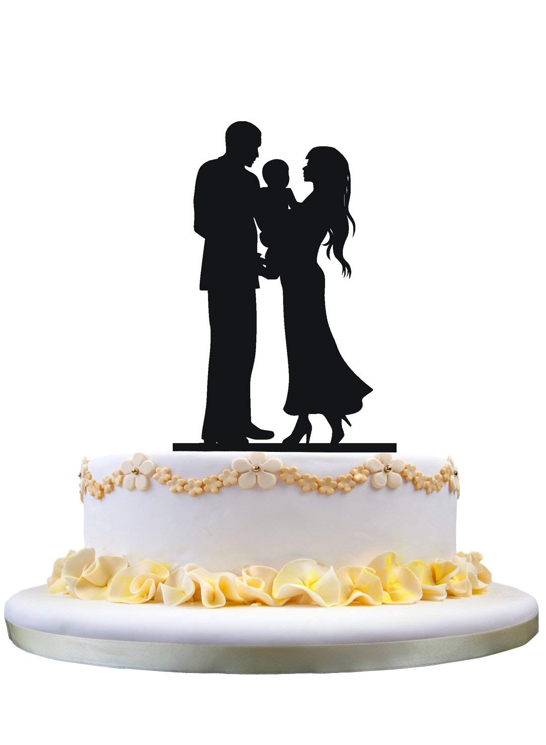 zhongfei Wedding Cake Topper Silhouette Bride &Groom with a baby