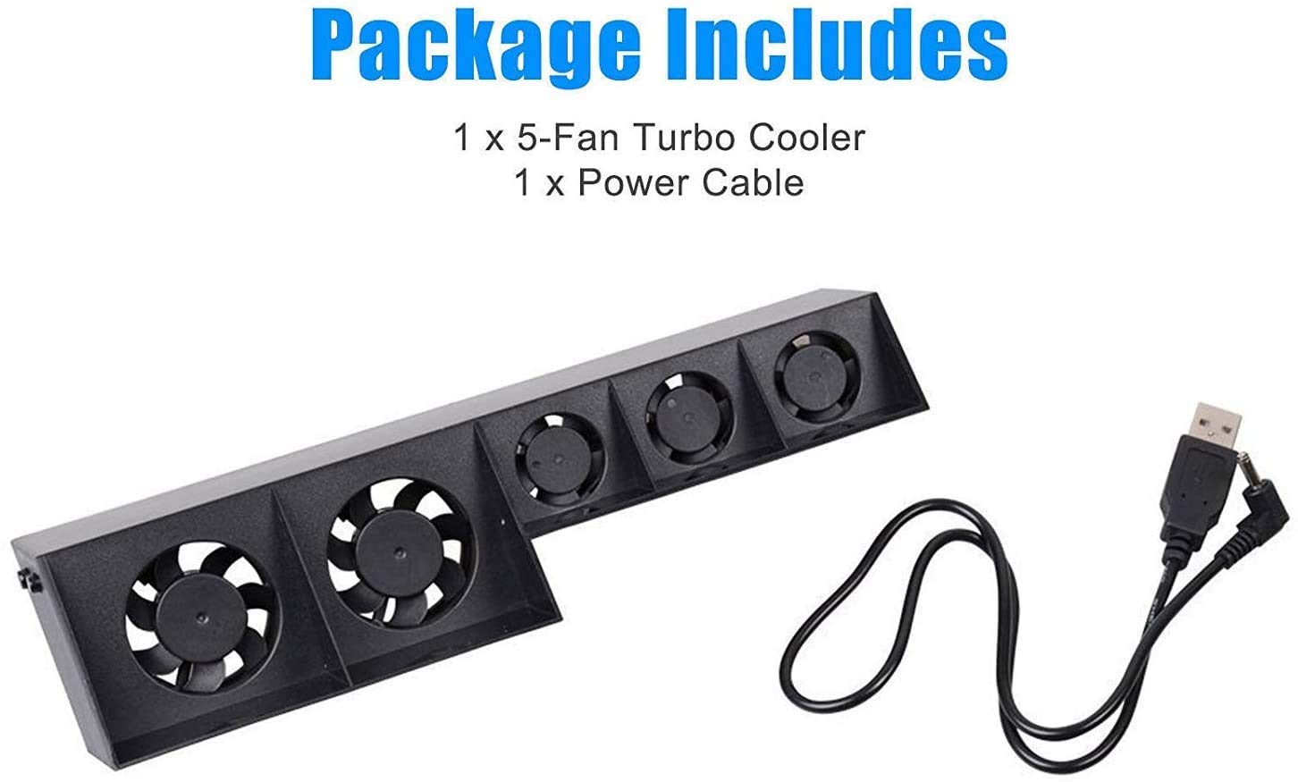 Linkhood Cooling Fan for PS4, USB External Cooler 5 Fan Turbo Temperature Control Cooling Fans for Sony PlayStation 4 Gaming Console (for PS4 ONLY)