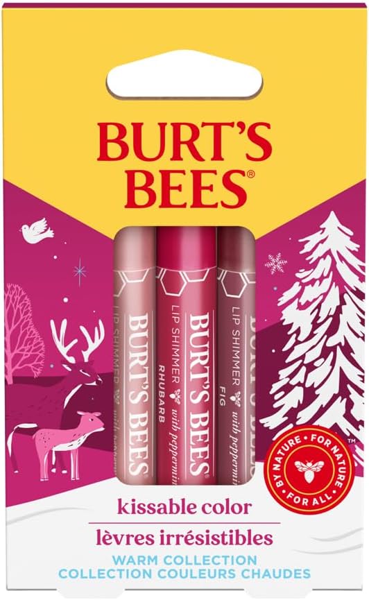 Burt's Bees Gift Set Lip Shimmers Peony Rhubarb Fig 3x2.6g 11.05g