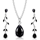Crystalline Azuria Jewelry Sets Zirconia Crystals Teardrop Necklace and Earrings Set Costume Jewelry for Women Wedding Party White Gold Plated
