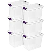 Sterilite 6-Pack 27 Quart ClearView Latch Box, Stackable Organizer Bins with Latching Lids - Clear Plastic Organization Conta