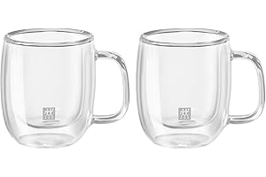 ZWILLING Sorrento Plus 2 Piece Insulated Double-Wall Glass Espresso Mug Set, Single-Shot 80mL