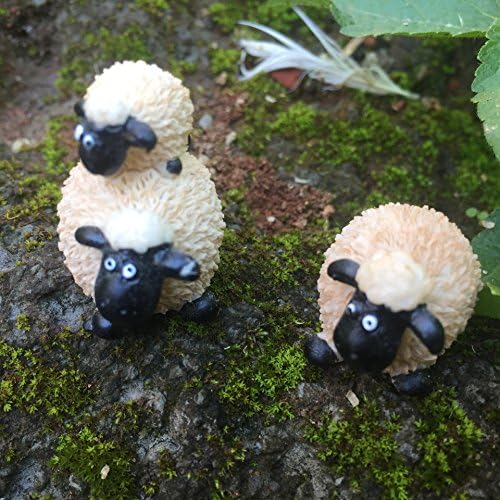 BABEE 4 pcs In Set Moss fairy Miniature Fairy Garden Resin Sheep Statue Home Decoration Outdoor Decor, Baby Shower Favor Table Scattering