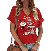 Tis The Season Halloween T-Shirt Womens Funny Pumpkin Short Sleeve Shirts Fall Season Graphic Tee Tops