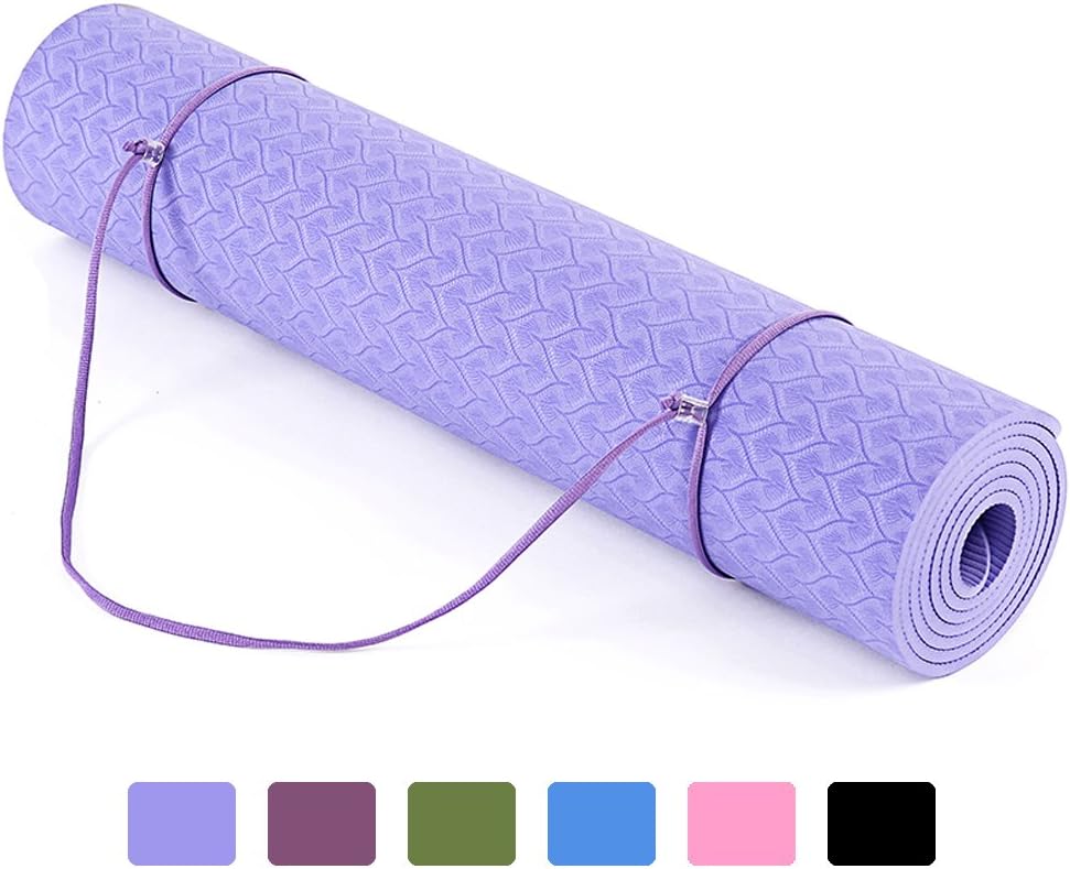 Eco Friendly Yoga Mat- 6mm Non Slip Odorless Durable Exercise Mats TPE Material Fitness Mats 72"x 24"