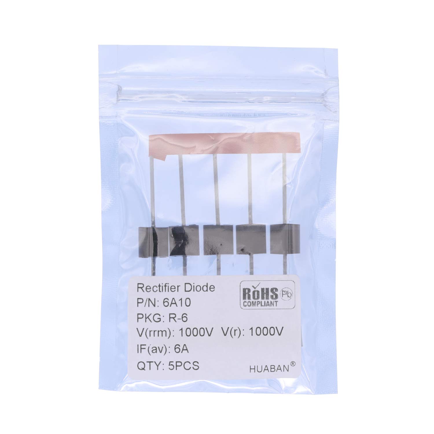 HUABAN 5PCS 6A10 Rectifier Diode 6A 1000V R-6 Axial 6 Amp 1000 Volt