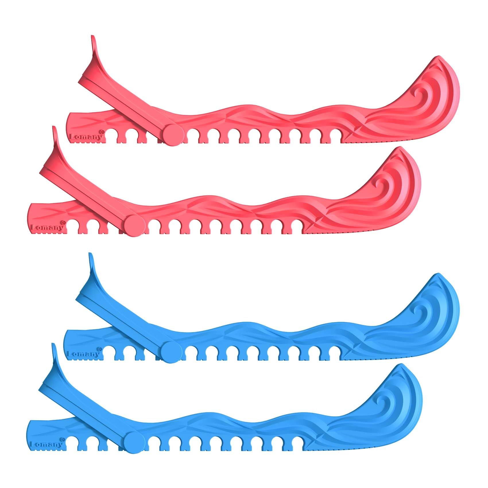 Faumsut Ice Skate Guards, 2 Pack Hockey Shoes Ice Skates Blade Covers, Adjustable Figure Skate Protector Accessories (Blue red, Small)