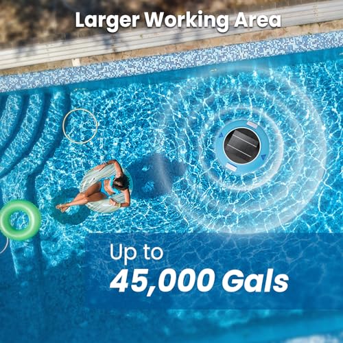 Solar Pool Ionizer for Above Ground & Inground Pools Up to 45,000 Gallons – Easy Pool Maintenance with Oversized Solar Panel & Thick Copper Anode, Clear Water Support