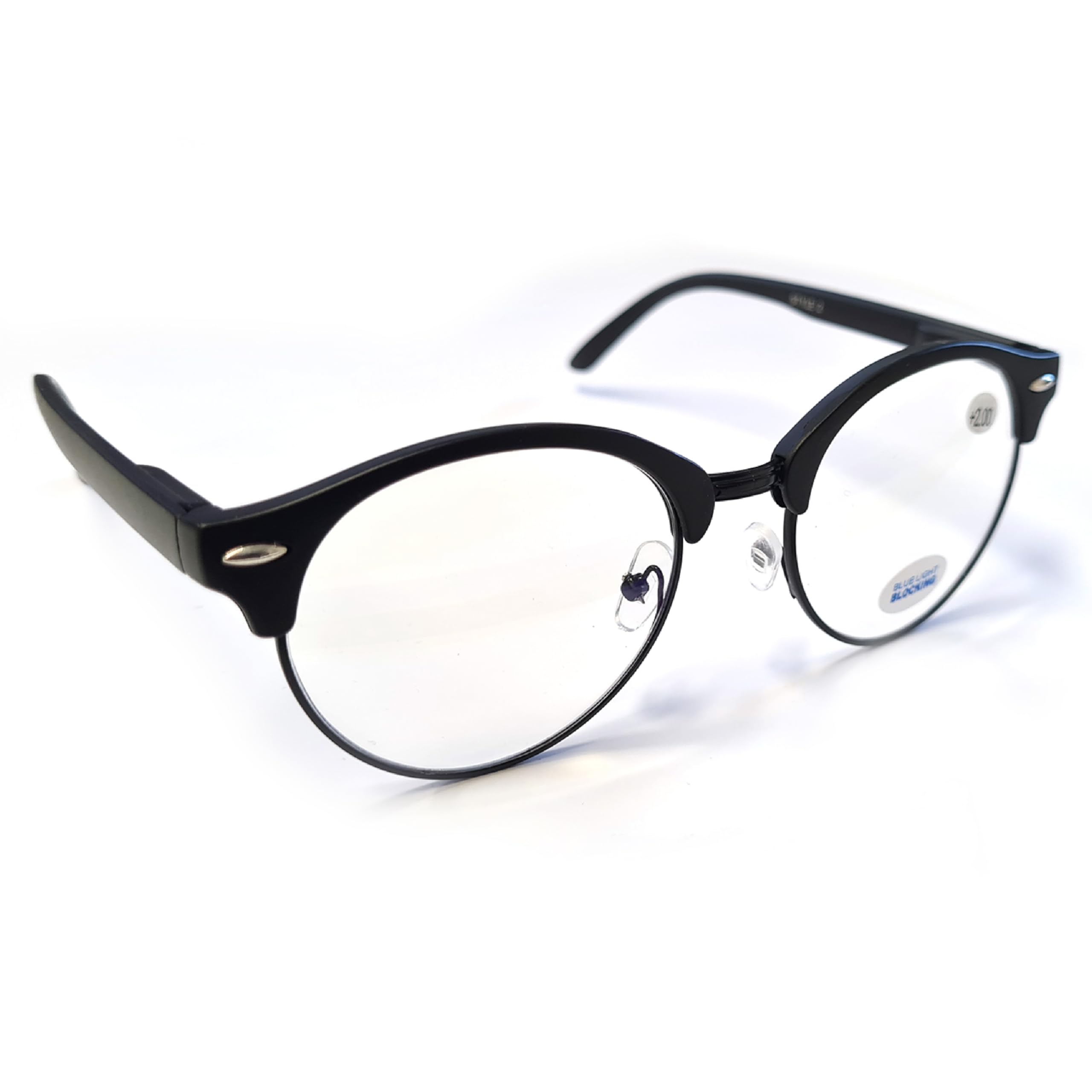 PowerFull Blue Light/UV Blocking Reading Glasses - Lightweight Flexible Durable Computer/TV Anti Glare Glasses - Anti Eyestrain for Women & Men +1 Magnification