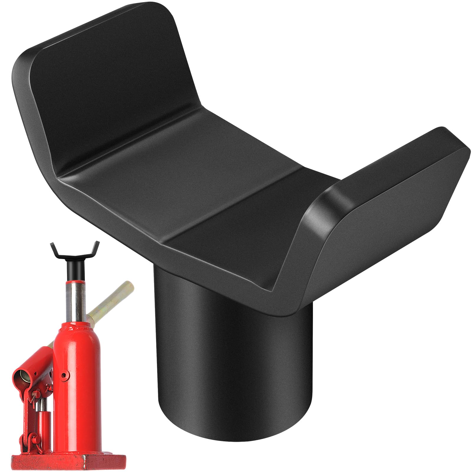 Photo 1 of Hicarer Bottle Jack Adapter Lifting Saddle, Safe Steel Axle Saddle Adapter for 12t Bottle Jack for Accessories 3-4" Round or Square Axle Tube Fits 1.65" or Smaller Diameter Shaft Saddles(Black)
