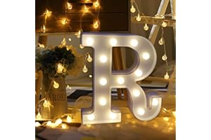 AMZURE LED Marquee Letter Lights Sign R 26 Alphabet Light Up Letters Sign for Night Light Wedding Birthday Party Battery Powered Christmas Lamp Home Bar Decoration (R)