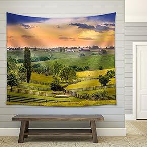 Evening Scene in Kentucky - Fabric Wall Tapestry Home Decor - 51x60 inches