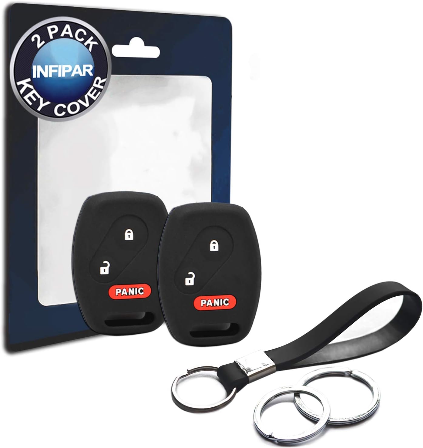 2pcs Compatible with Honda Remote Head 3 Buttons Black Silicone FOB Key Case Cover Protector Keyless Remote Holder for Civic CR-V CR-Z Fit Insight Odyssey Pilot Accord Crosstour