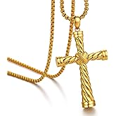 ZDaoBen Men's Cross Necklace 316L Stainless Steel Large Heavy Cross Pendant for Men Polished Jewelry Rolo Chain with 22'' 24'' 26''