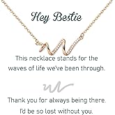 Valentines Day Best Friends Gifts for Bestie, Bff, Sister - Besties Gifts for Graduation, Galentine's, Birthday, Elegant Wave Design | Wave of Friendship Meaningful 18K Gold Women Necklace