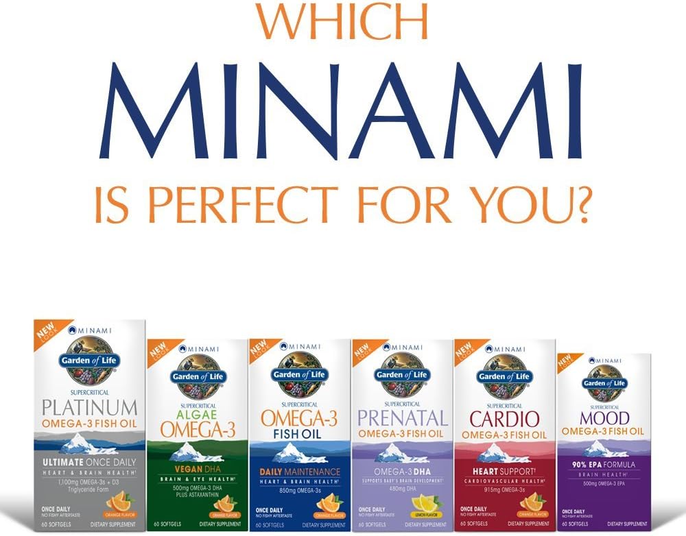 Minami Nutrition Garden of Life Supercritical Omega-3 Fish Oil, 60 Soft Gels each, 850mg, 2 Pack: Health & Personal Care