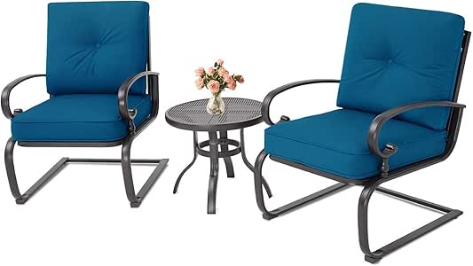 BonusAll Juego de 3 sillas y Mesa Redonda de Metal con muelles, sillas