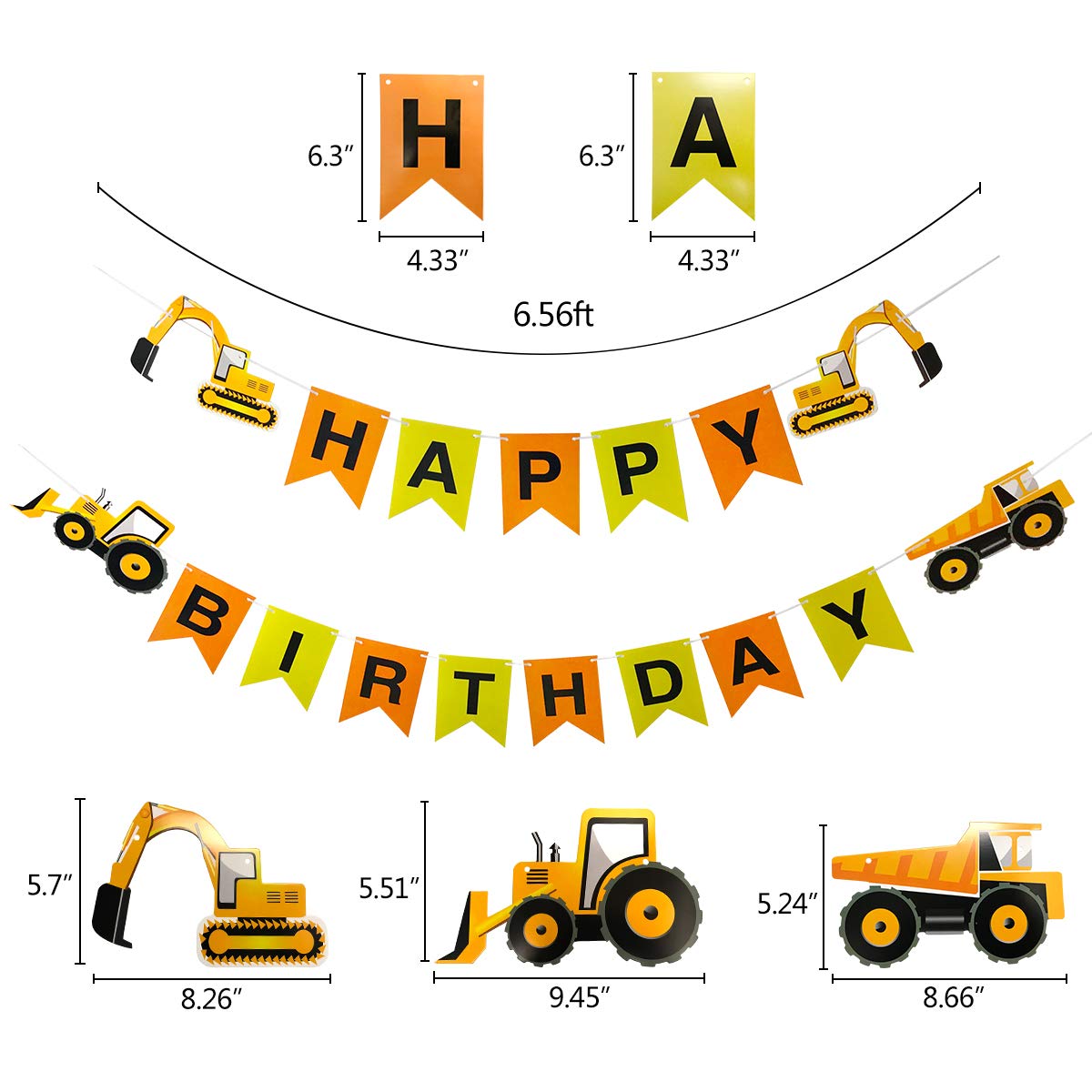 Construction Vehicles Bunting Banner Flags Party Decorations Home