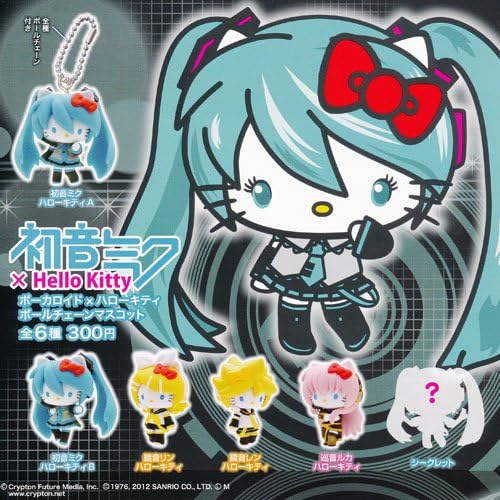 Amazon Com Capsule Miku Hello Kitty Vocaloid Hello Kitty Ball Chain Mascot Set Of 4 Office Products