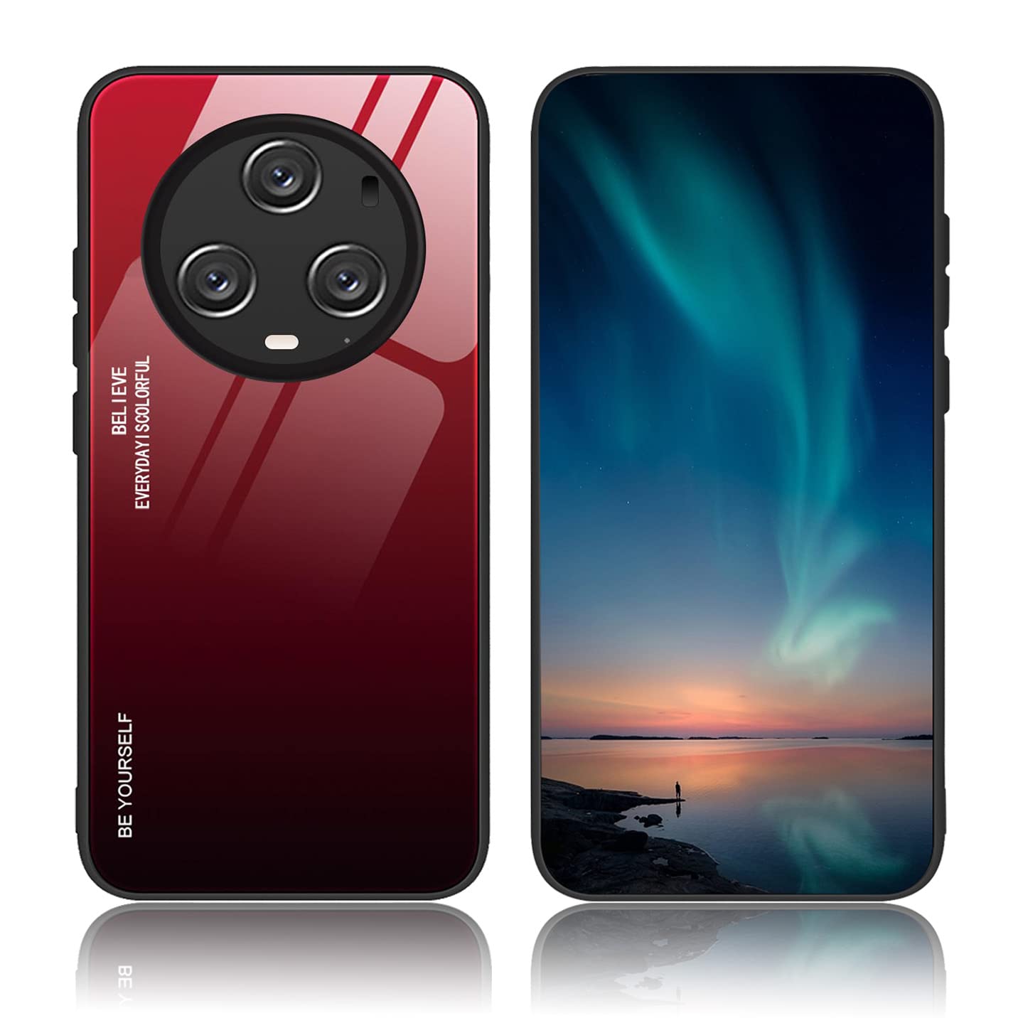 BORYA Case for Honor Magic 5 Pro (Magic5 Pro), Ultra Thin Shockproof Soft Premium Silicone TPU Bumper, Colorful Gradient 9H Tempered Glass Anti-Scratch Cover, Gradient Red โ image 1