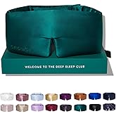 DROWSY Silk Sleep Mask - Face-Hugging, Padded Cocoon for Luxury Sleep in Total Darkness - 100% Pure Mulberry Silk (Green Sapphire)
