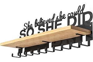 iBobbish Premium Trophy and Medal Display Shelf,Metal Trophy Shelf with Hooks Upgraded,Trophy Display,Sturdy Trophy Shelf with Hooks for Medals in Black Metal Wall Mount Medals Packed Gift