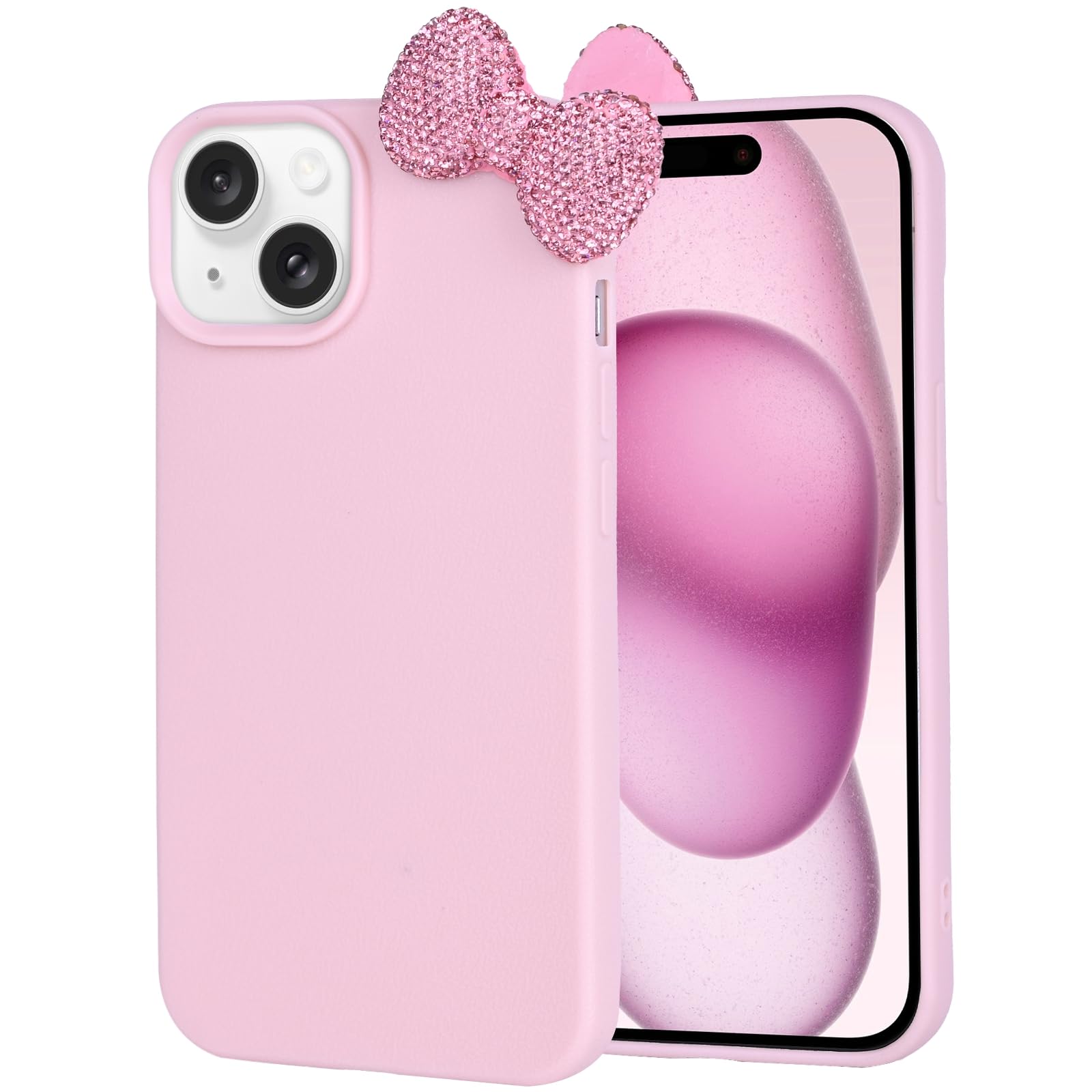 Pajony Cases for iPhone 14 Plus, Luxury Glitter 3D Rhinestone Bow Phone Cover Soft Litchi Pattern Protective Phone Case for iPhone 14 Plus 6.7" 2022