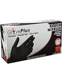 AMMEX - GPNB46100-BX - Nitrile - GlovePlus - Latex Rubber Free, Disposable, Powder Free, Industrial, 5 mil, Large, Black (Box of 100)