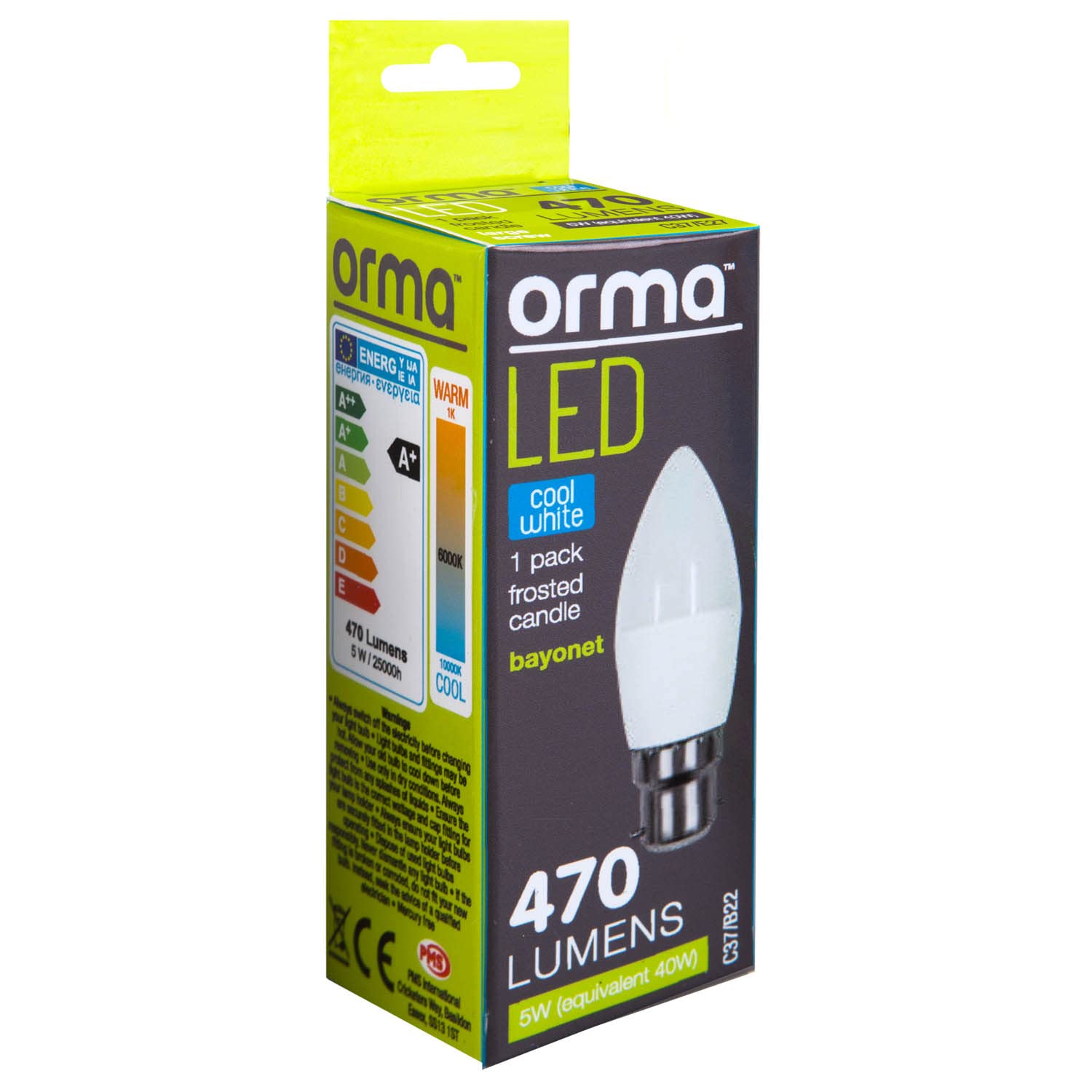 VFM - Cool White Candle 5W Bayonet Base Classic Led Frosted Light Bulb - Orma