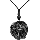 ASGIFT Black Obsidian Necklace Healing Crystal Stone Amulet Protection Pendant with Adjustable Rope Necklace Birthday Christmas Gift for Men Women