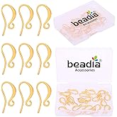 BEADIA 18K Gold Plated Earring Hooks 10x16mm 20pcs for Jewelry Making Findings
