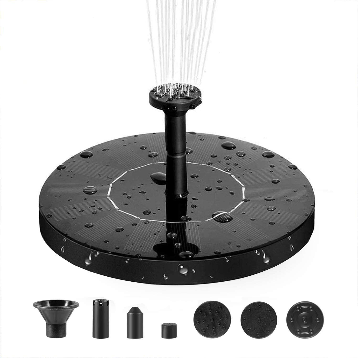 ASSCA Solar Fountain Pump, Circle Solar Water Pump Floating Fountain for Outdoor Birdbath Ponds Pool Fish Tank Water Cycling Garden Decoration