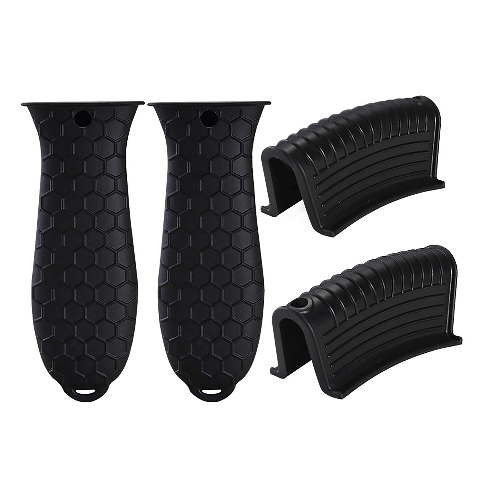 Photo 1 of 4 pcs Silicone Hot Handle Cover, Assist Pan Holder for Cast Iron Skillets and Traditional Pots - Black