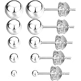 JADENOVA Sterling Silver Stud Earrings Ball Earrings Stainless Steel Hypoallergenic Silver Round Studs Earrings for Women (2-6mm, 5 pairs)