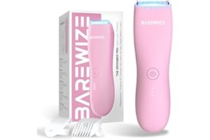 BAREWIZE Bikini Trimmer for Women, Pubic Hair Trimmer | Waterproof, USB-C Rechargeable, LED Light, Replaceable Blade | Electric Razors for Women, Electric Lady Shaver (Rose)