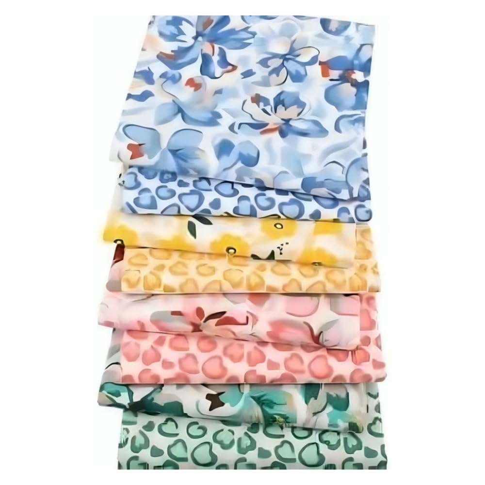 CraftsFabrics 8pcs Multi-Colored Floral Prints Cotton Fat Quarter 50x40cm Wide Patchwork Clothes DIY Quilting Sewing Cushion Patchwork Fabric