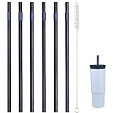 Replacement Straws for Owala 40 oz Tumbler - Include 6 Pack Straws and 1 Pack Cleaning Brush (Dark blue)