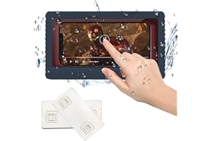 Shower Phone Holder Waterproof Bathroom Mobile Phone Shell Anti-Fog Case for Shower,Kitchen Wall Mounted,6.8 Inch Support Tou