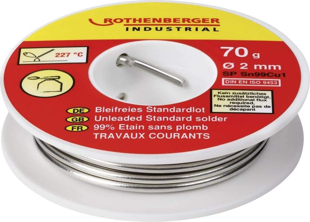 ROTHENBERGER Industrial Lead-Free Standard Solder 70G, Silver, Silber