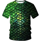 Rebaike Novelty Short Sleeve Crewneck Shirt Funny Fashion Fish Scale T-Shirt