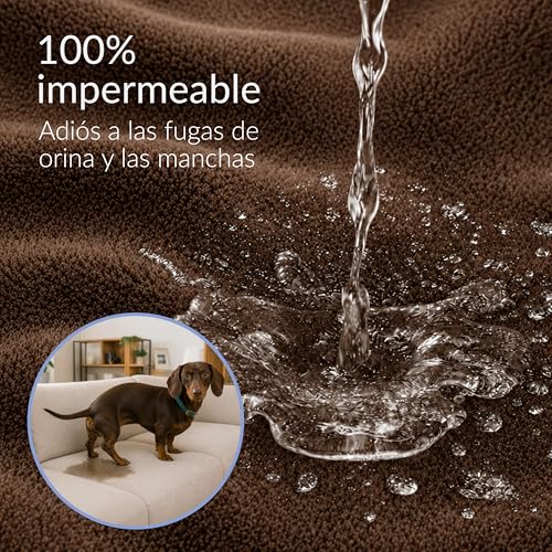 Twinzen Waterproof Dog Blanket 127x152cm Brown - Reversible and Washable Dog Blanket - for Sofa and Bed - Sherpa