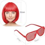 Aomig Short Bob Wig Set 4 Pack Neon Fancy Dress Wigs with Bangs Sunglass Cap view 3