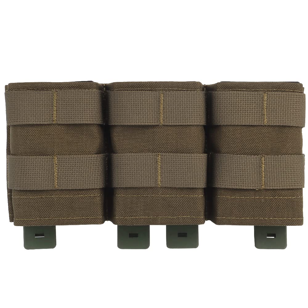 Triple Molle Mag Pouch, 5.56 Tactical Open Top M4 M16 Magazine Holder Carrier with Quick Release Magazine Pouch Insert RG
